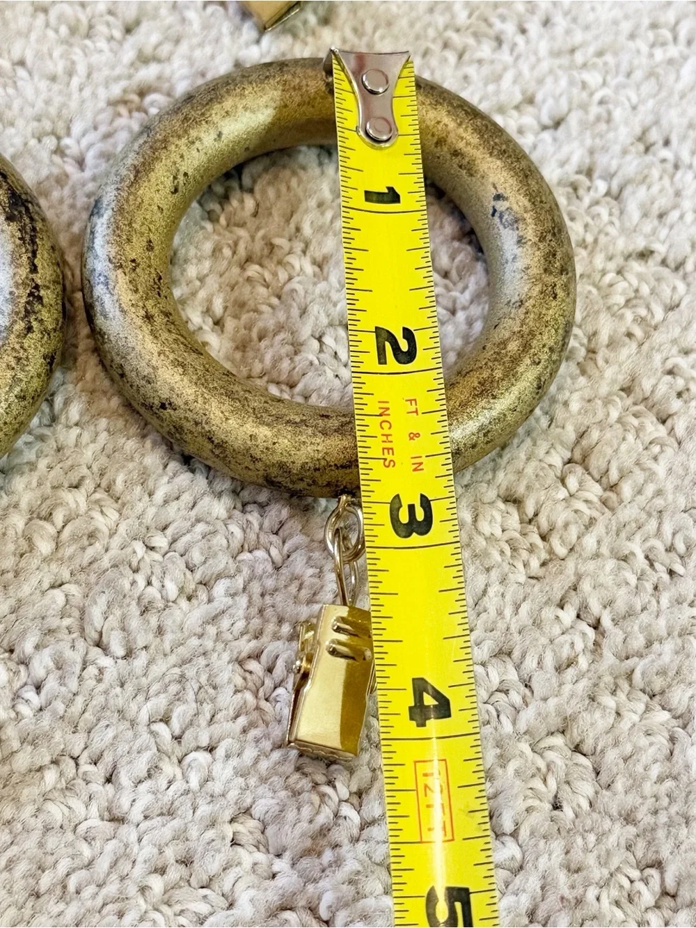 Speckled Golden Brown Wooden Curtain Rings Eye Hooks Clips Drapery Rod Round 17x